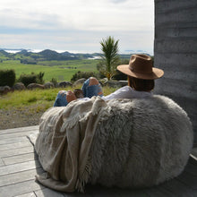 Load image into Gallery viewer, soft grey sheepskin beanbag
