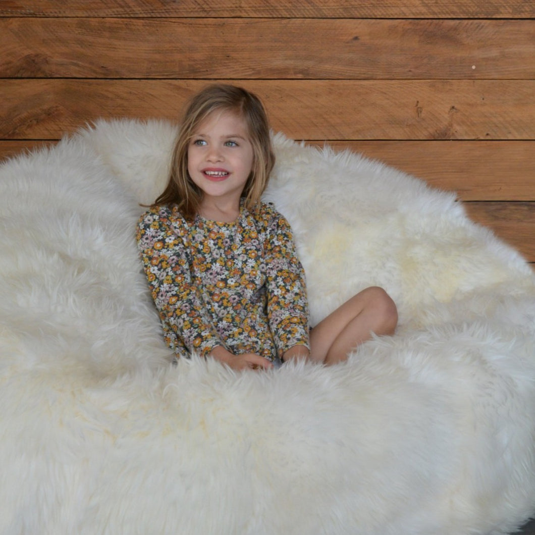 ivory sheepskin bean bag