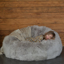 Load image into Gallery viewer, Soft Grey Sheepskin Beanbag
