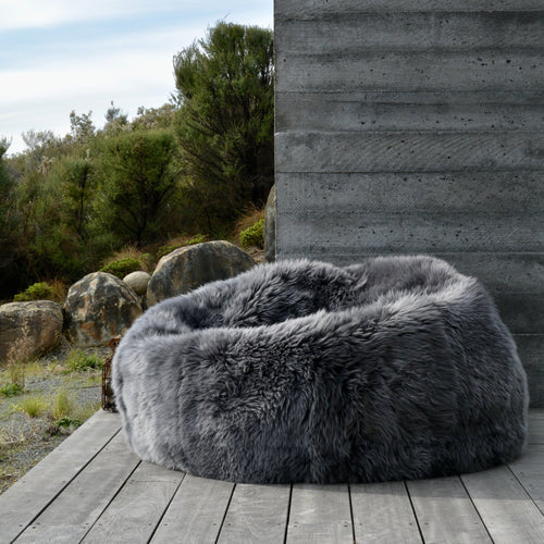 charcoal sheepskin beanbag