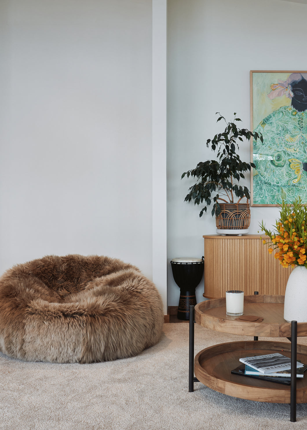 Light Brown Sheepskin Beanbag