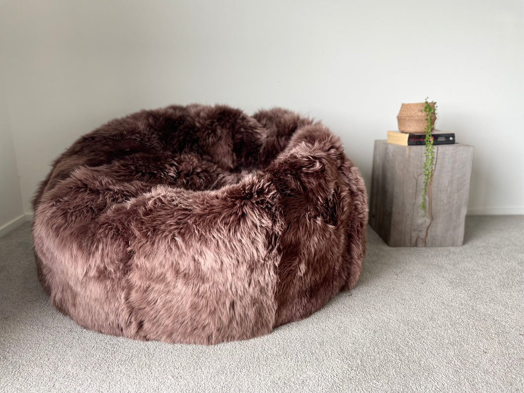 Chocolate Brown Sheepskin Beanbag
